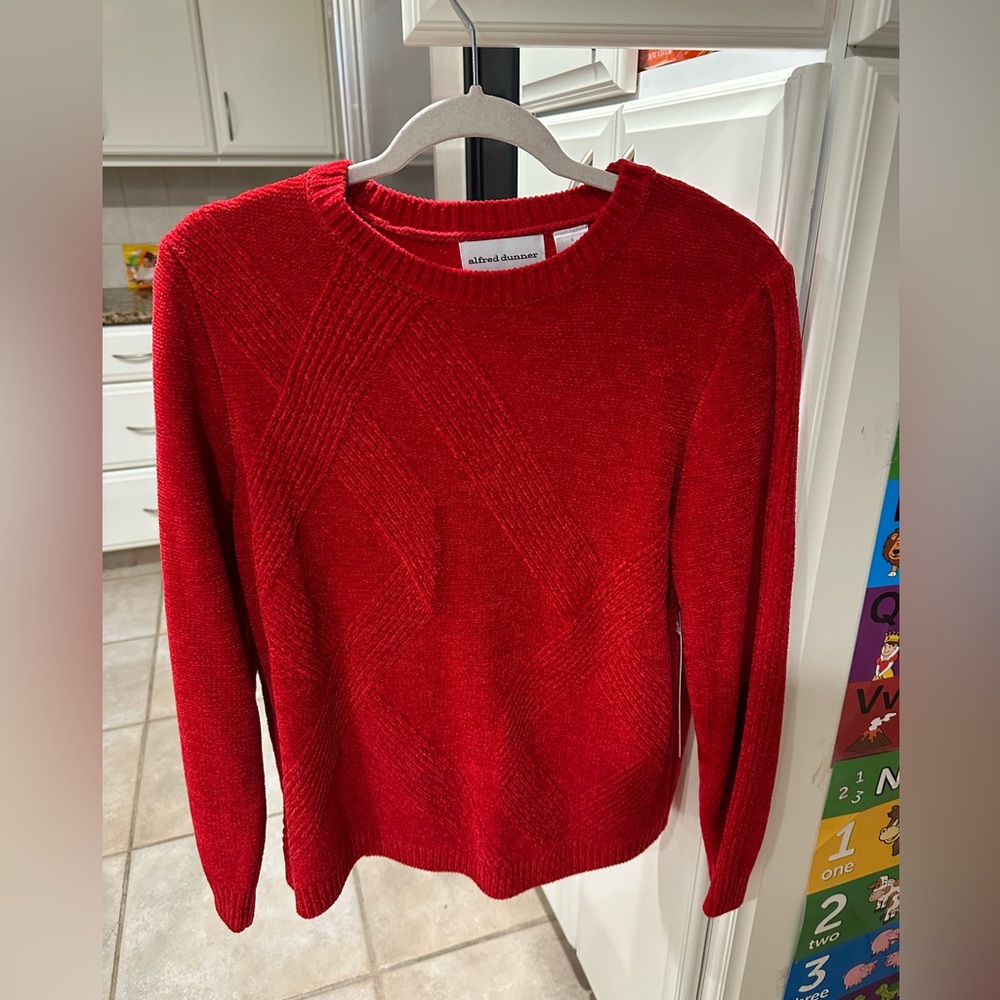 Alfred Dunner Vibrant Red Crew Neck Sweater